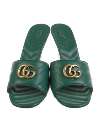 Gucci Double G Logo Leather Slides