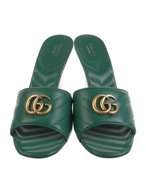Gucci Double G Logo Leather Slides