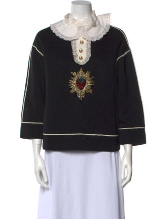 Gucci Mock Neck Three-Quarter Sleeve Sweatshirt