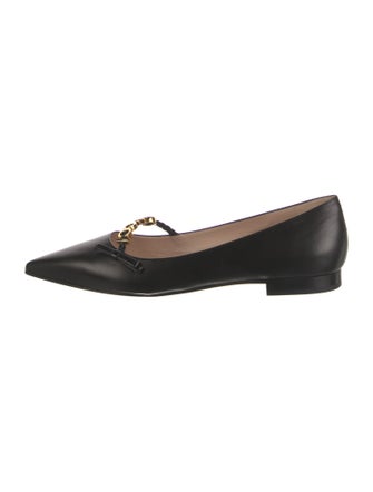 Gucci Chain-Link Accent Leather Ballet Flats