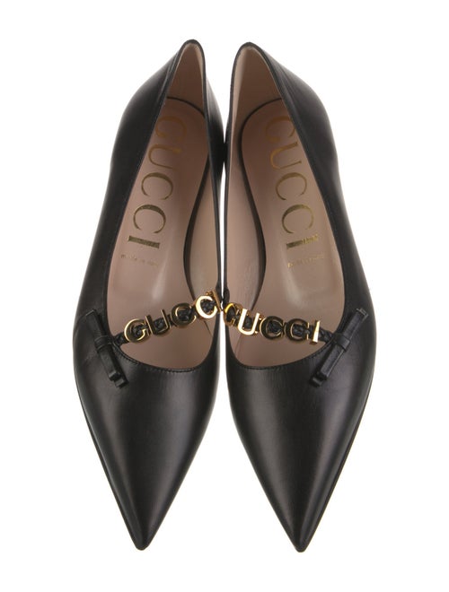 Gucci Chain-Link Accent Leather Ballet Flats