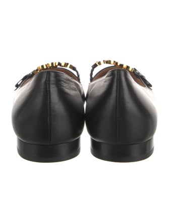 Gucci Chain-Link Accent Leather Ballet Flats