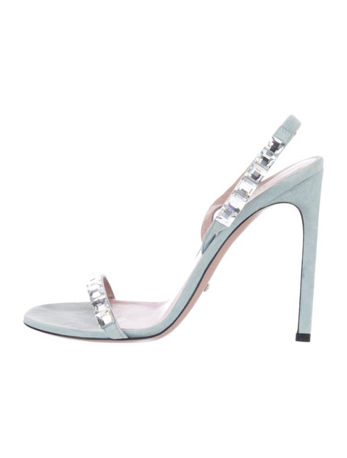 Gucci Suede Crystal Embellishments Slingback Sandals