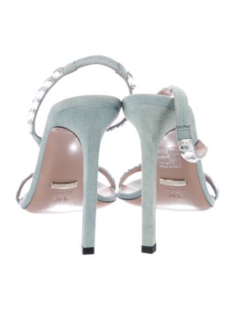 Gucci Suede Crystal Embellishments Slingback Sandals