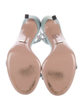 Gucci Suede Crystal Embellishments Slingback Sandals