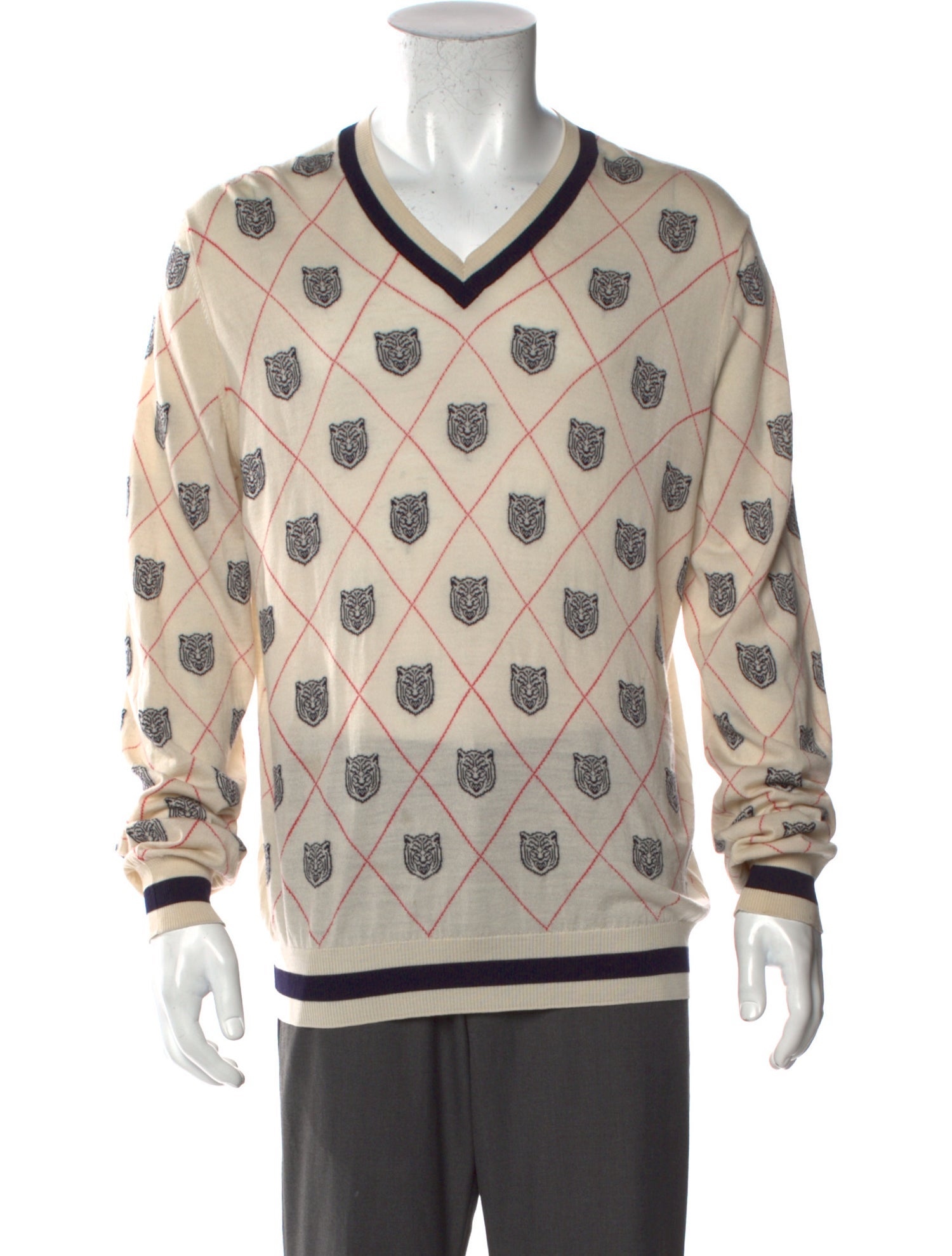 Gucci Tiger Head Accent Wool Pullover