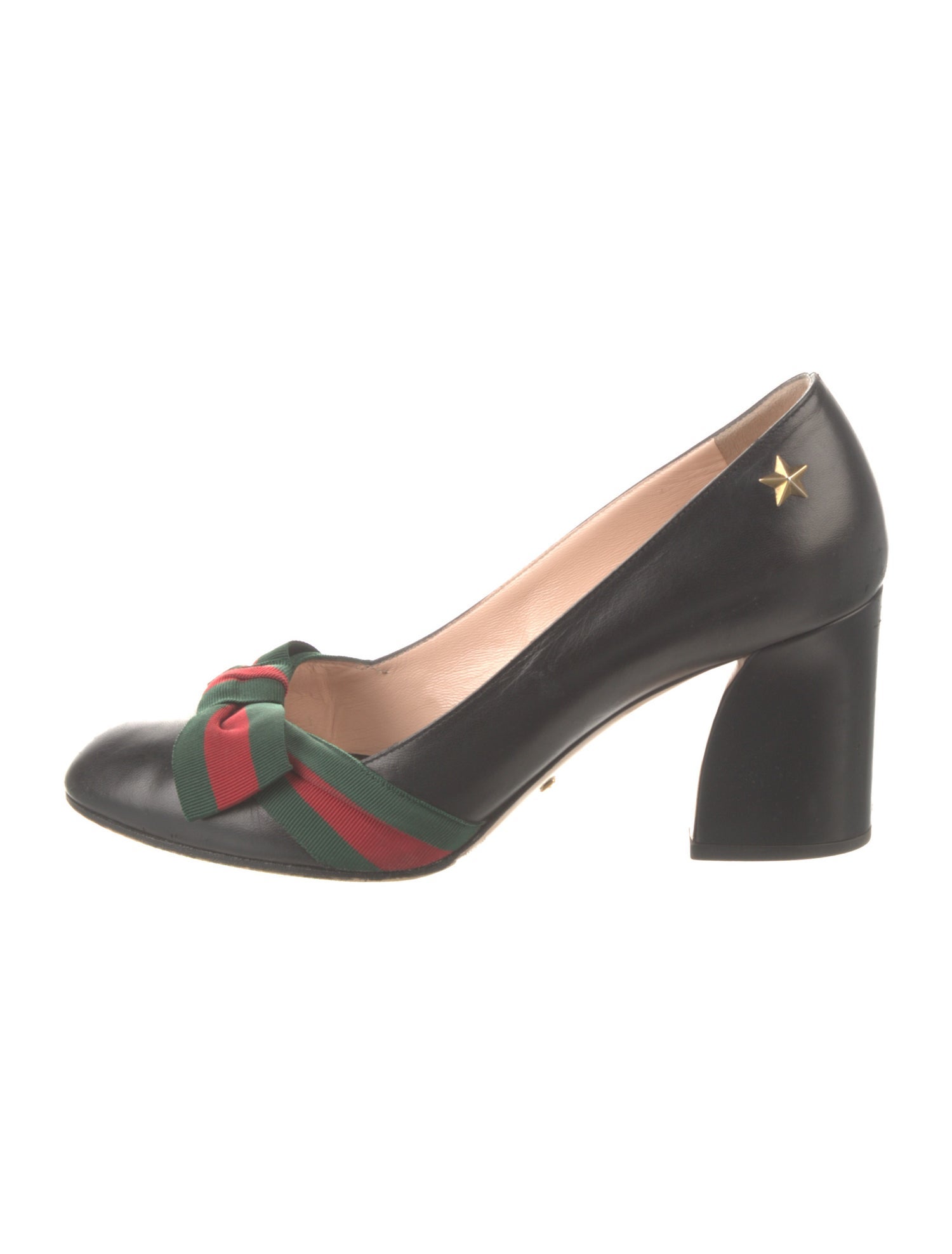 Gucci Web Accent Leather Pumps