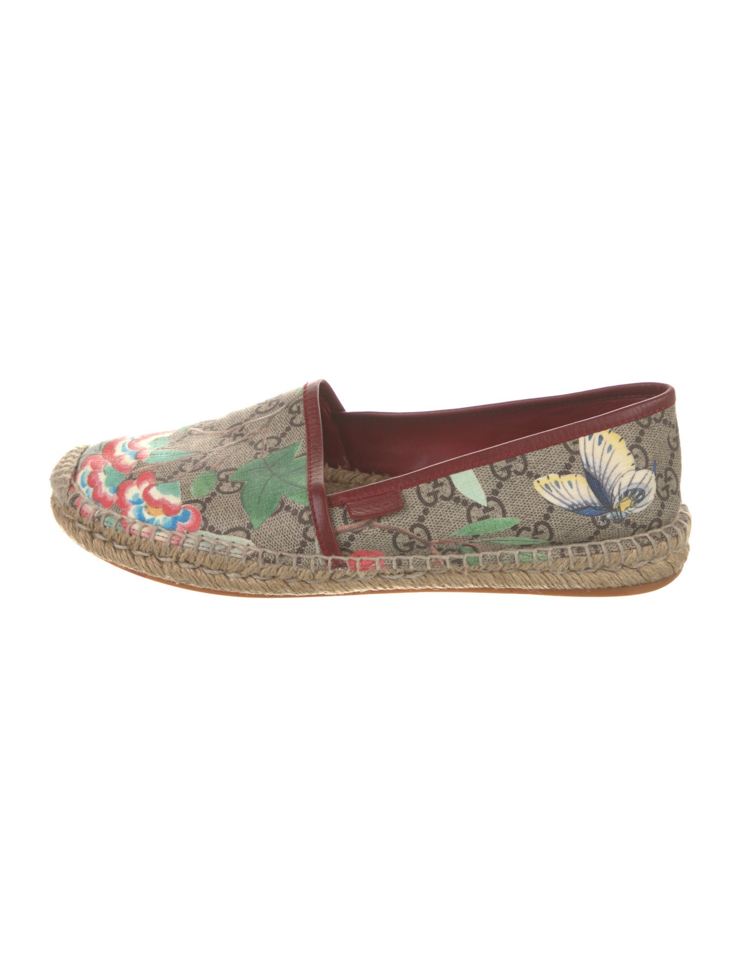 Gucci GG Supreme Leather Trim Embellishment Espadrilles