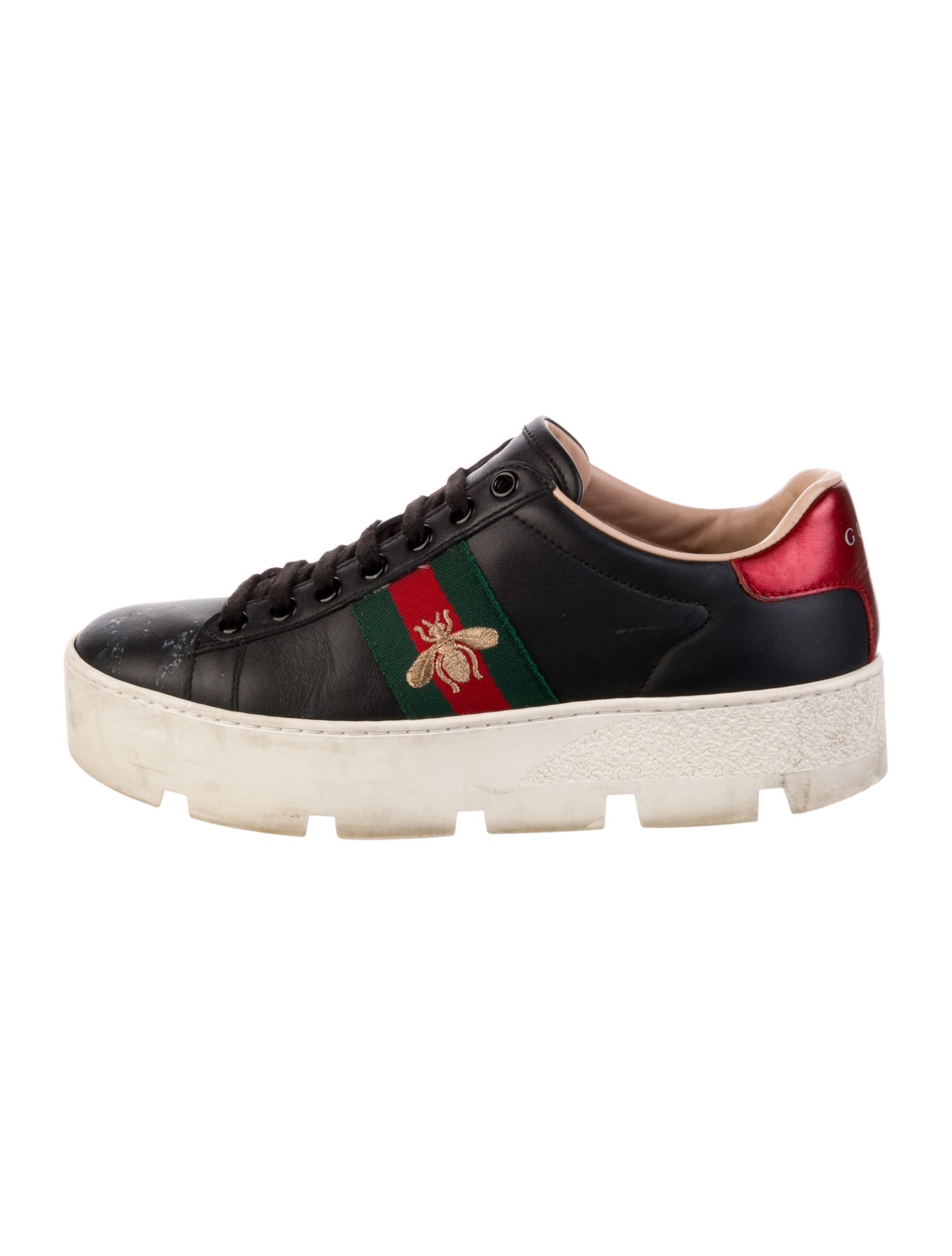 Gucci Web Accent Leather Sneakers