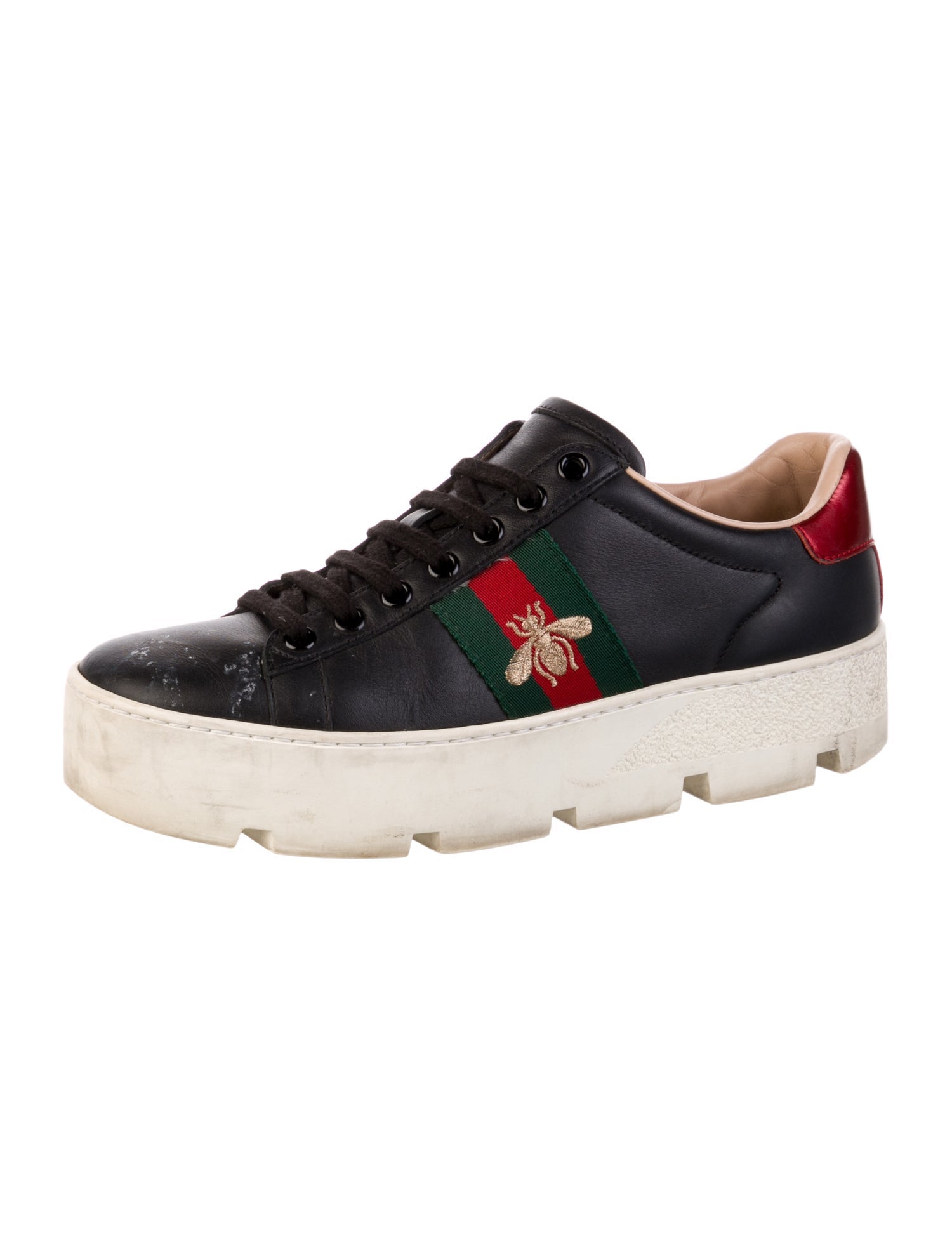 Gucci Web Accent Leather Sneakers