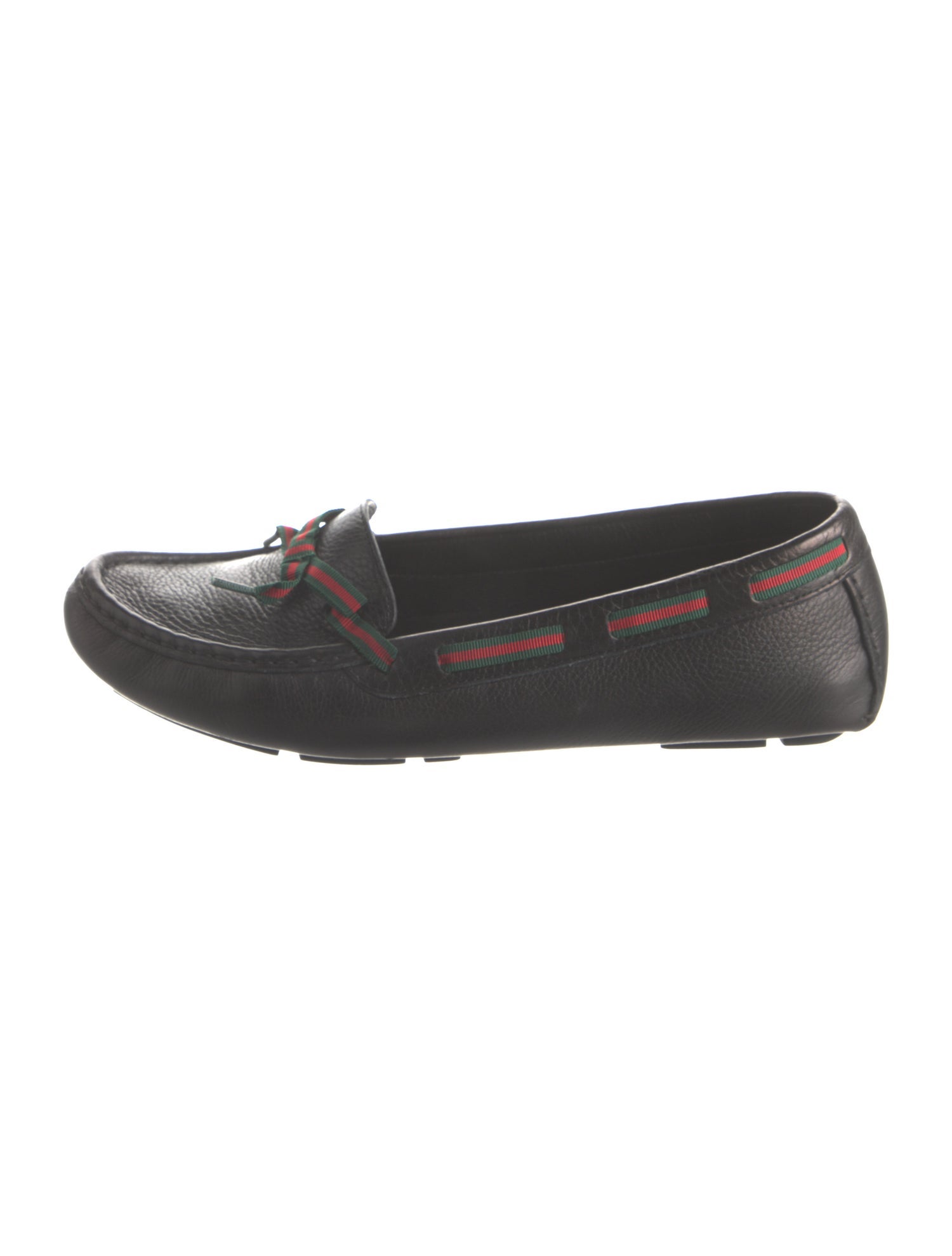 Gucci Web Accent Leather Loafers
