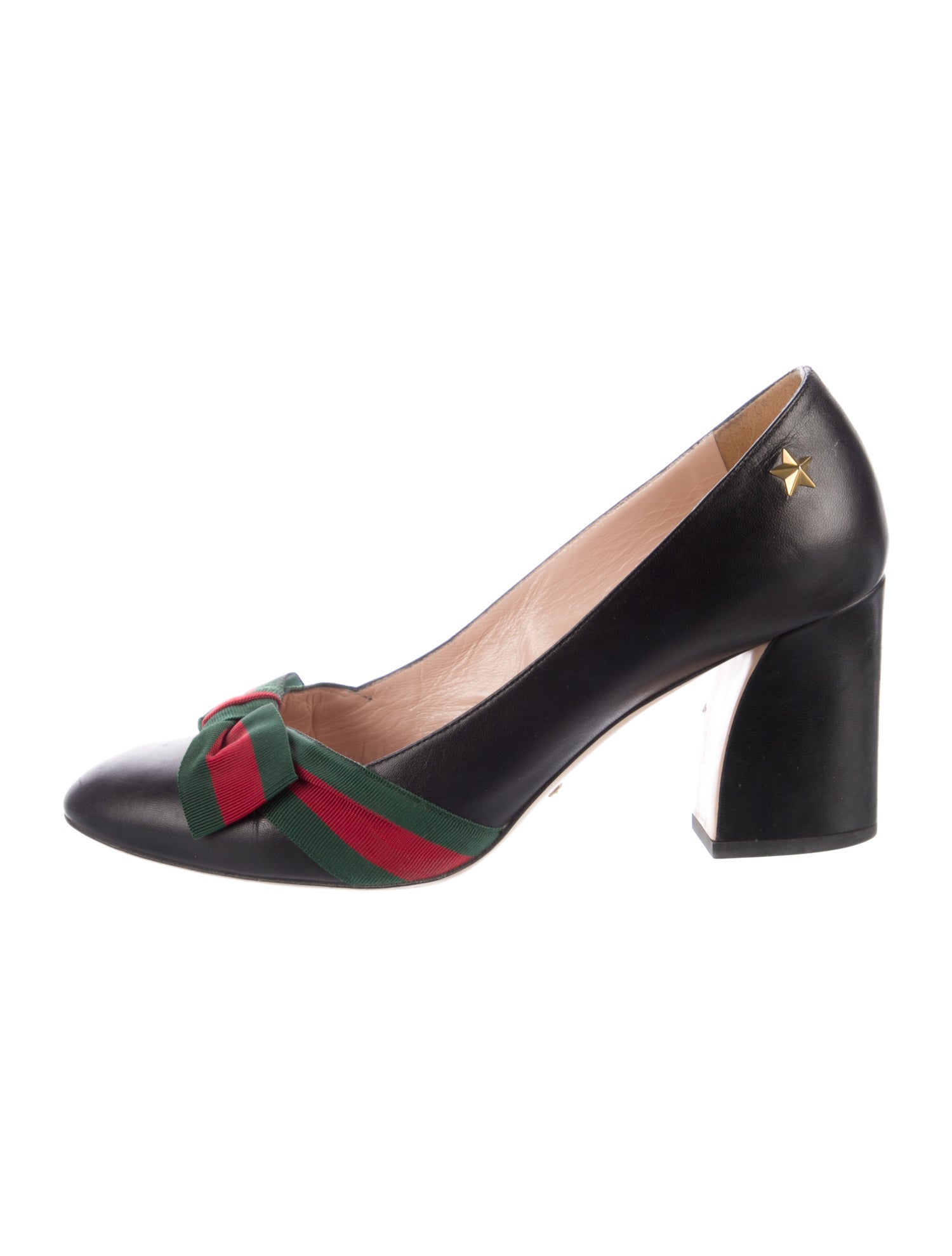 Gucci Web Accent Leather Pumps
