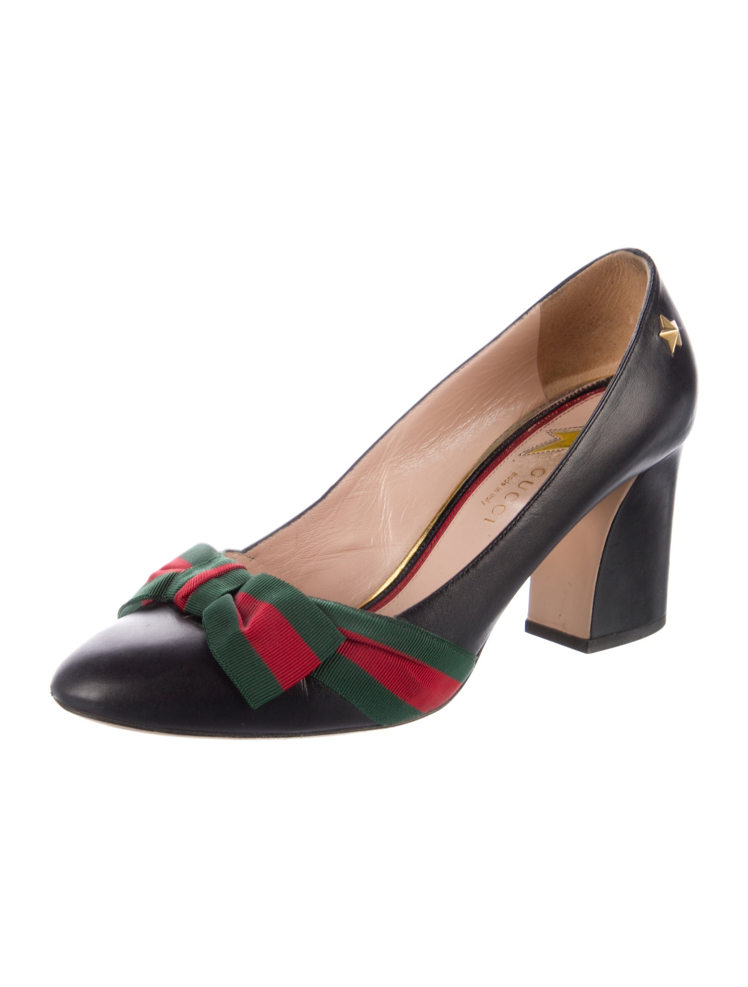 Gucci Web Accent Leather Pumps