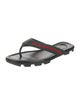 Gucci Web Accent Leather Flip Flops
