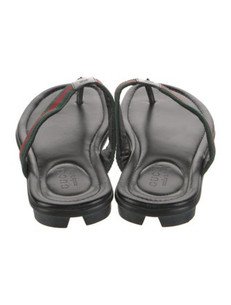 Gucci Web Accent Leather Flip Flops