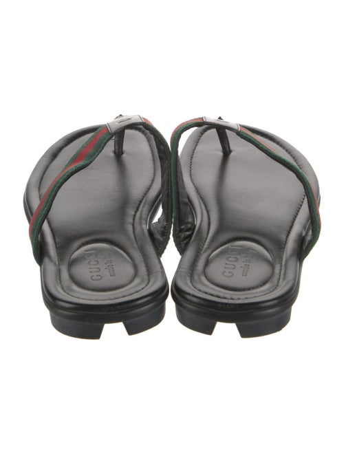 Gucci Web Accent Leather Flip Flops