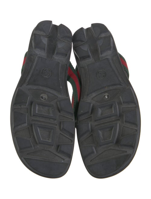 Gucci Web Accent Leather Flip Flops
