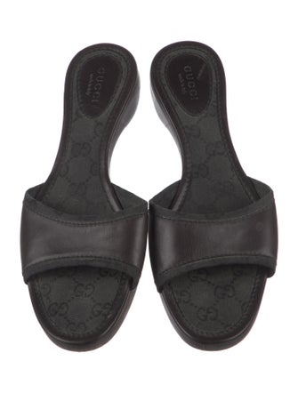 Gucci GG Canvas Leather Slides