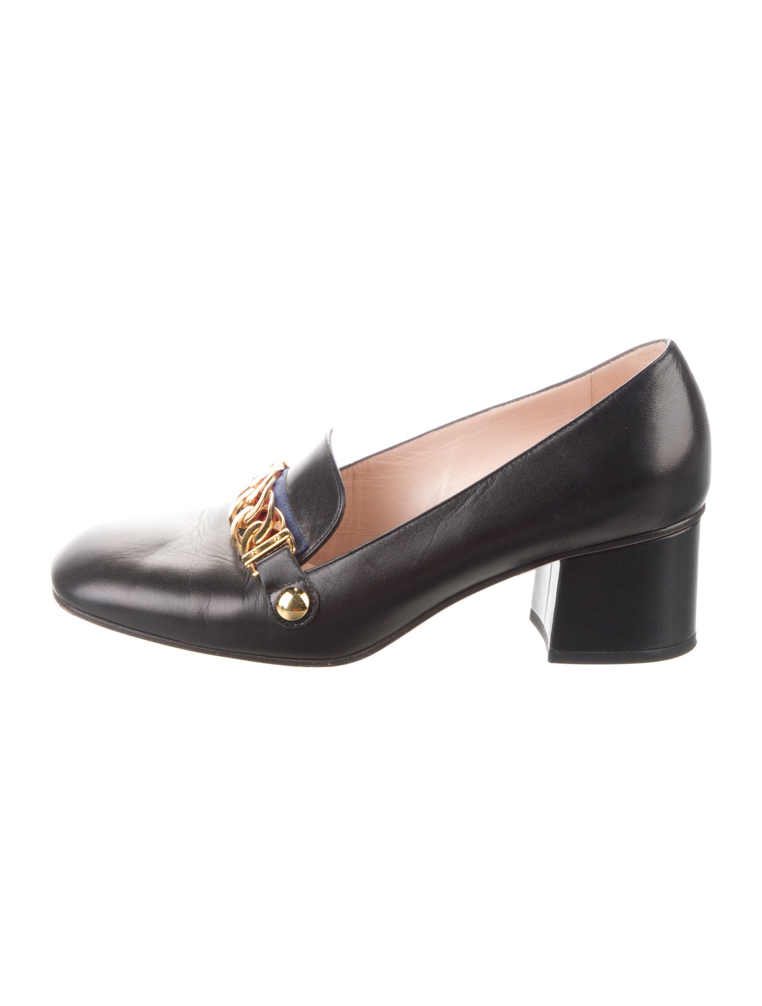 Gucci Sylvie Web Accent Leather Pumps