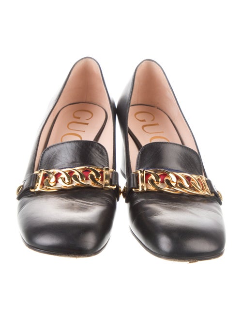 Gucci Sylvie Web Accent Leather Pumps