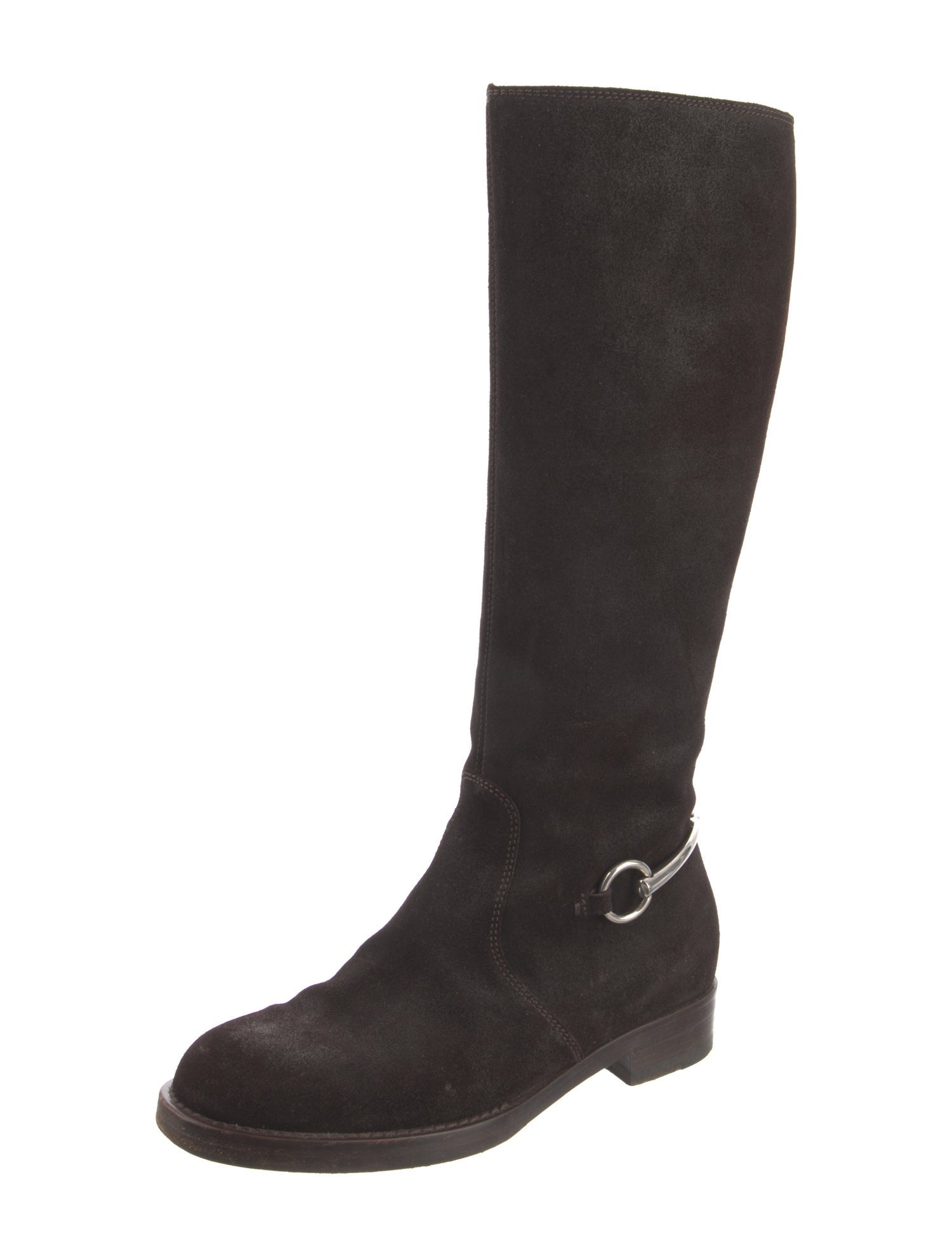 Gucci Horsebit Accent Suede Riding Boots