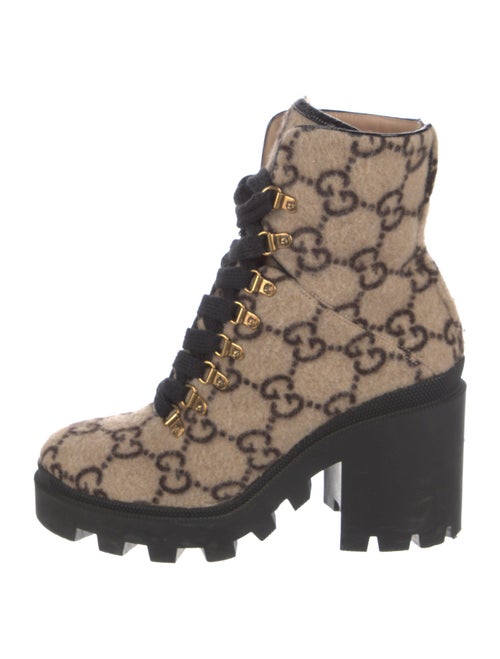 Gucci GG Logo Wool Combat Boots