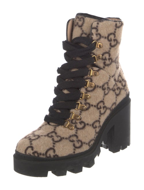 Gucci GG Logo Wool Combat Boots