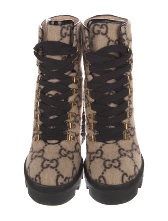 Gucci GG Logo Wool Combat Boots