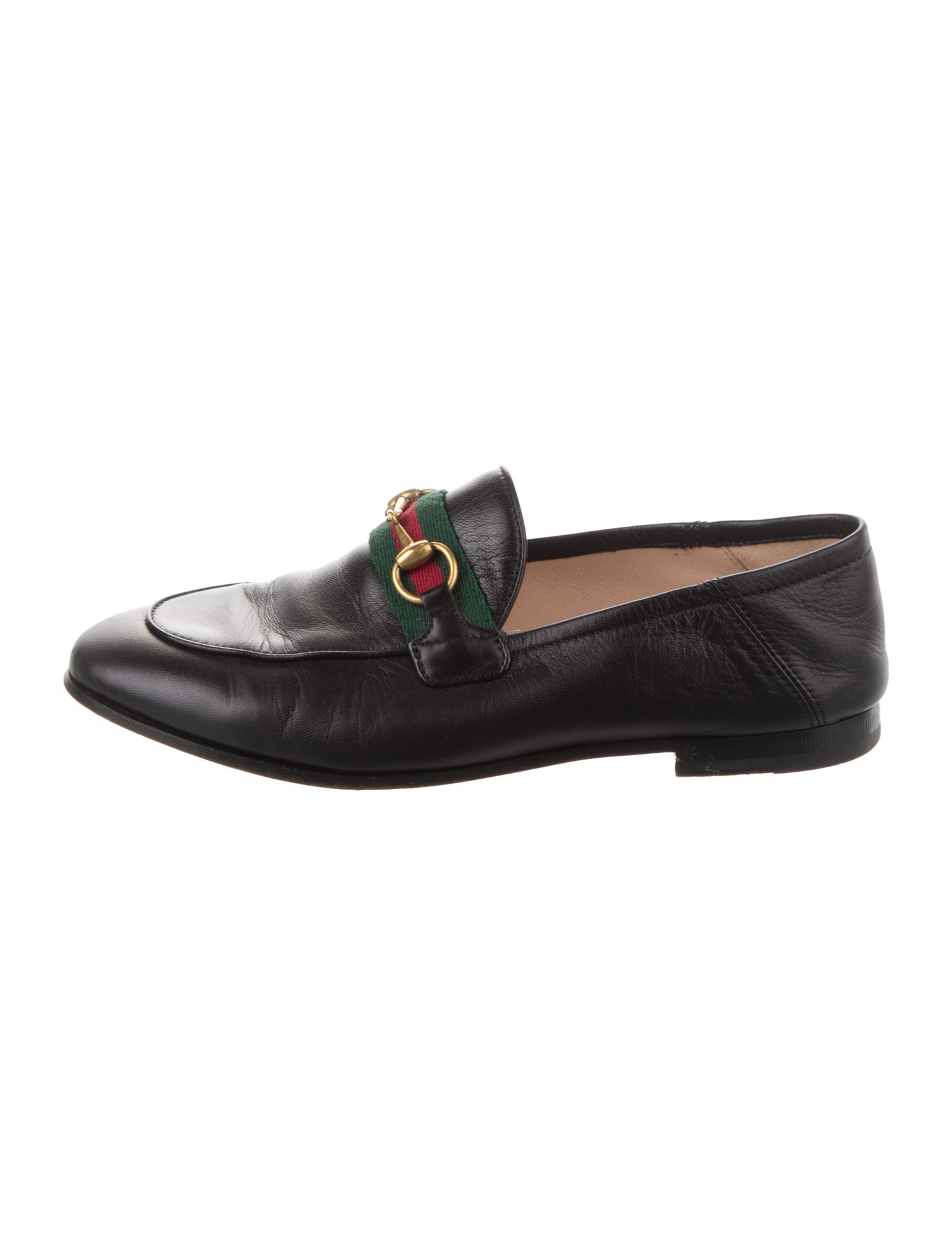 Gucci Web Accent Leather Loafers
