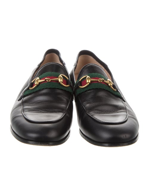 Gucci Web Accent Leather Loafers
