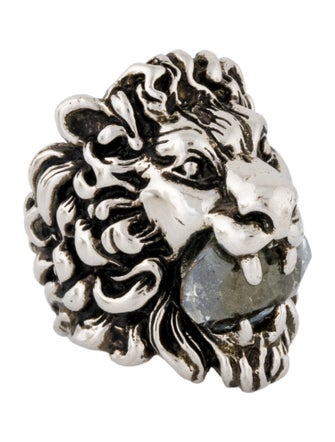 Gucci Crystal Lion Head Cocktail RIng