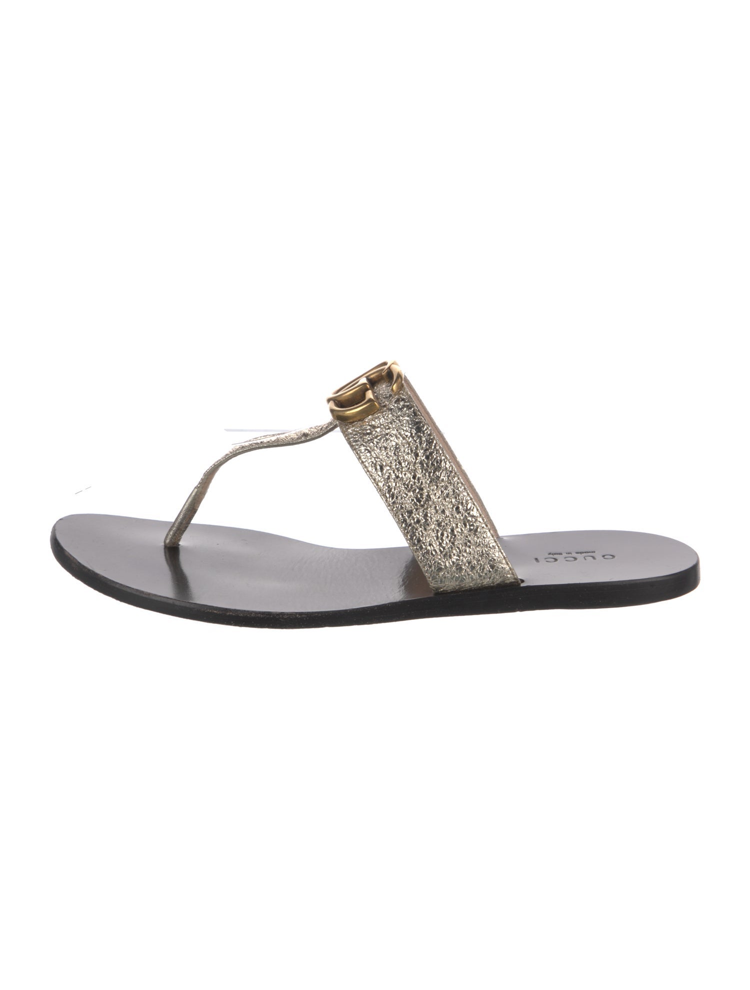 Gucci Double G Logo Leather Slides