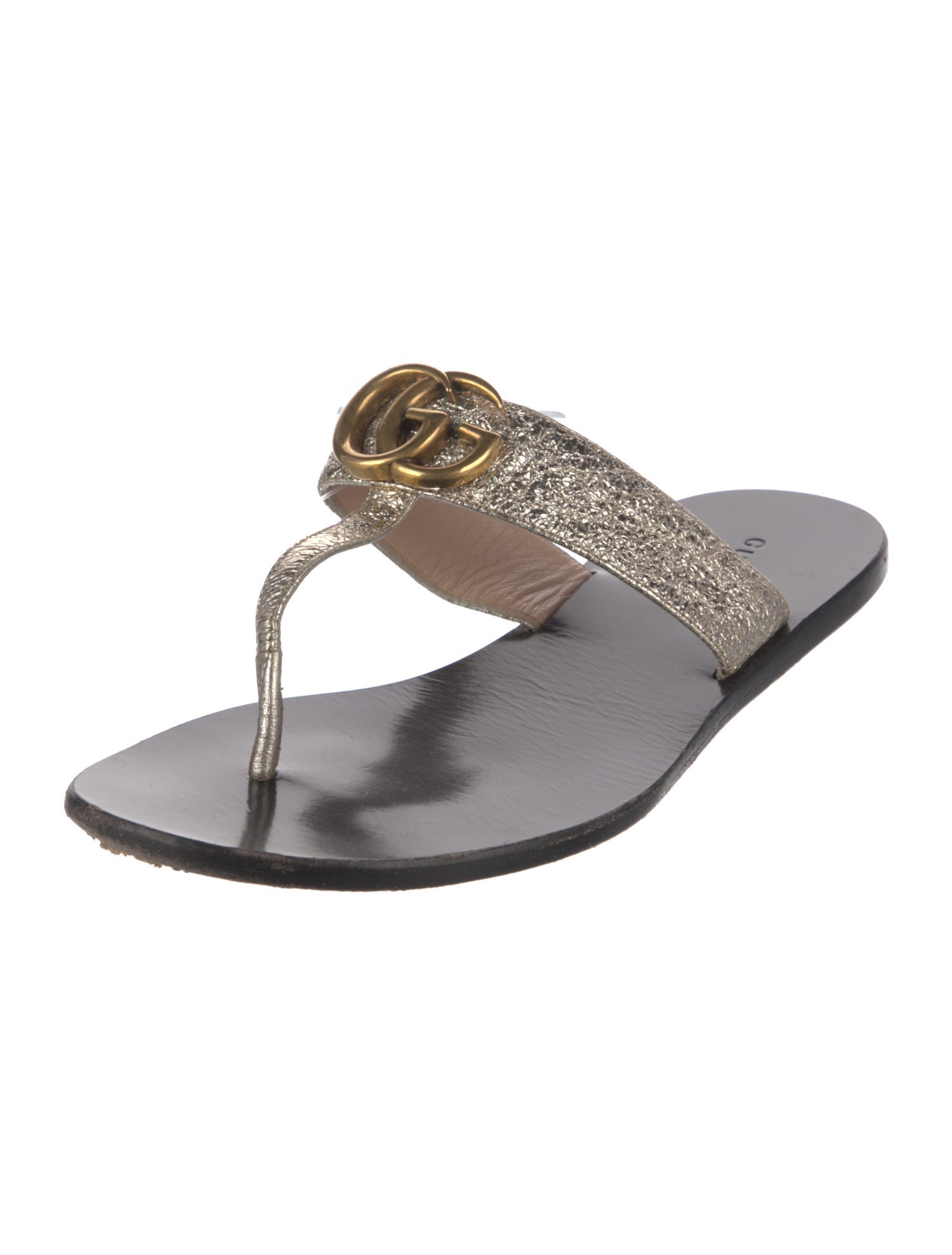 Gucci Double G Logo Leather Slides