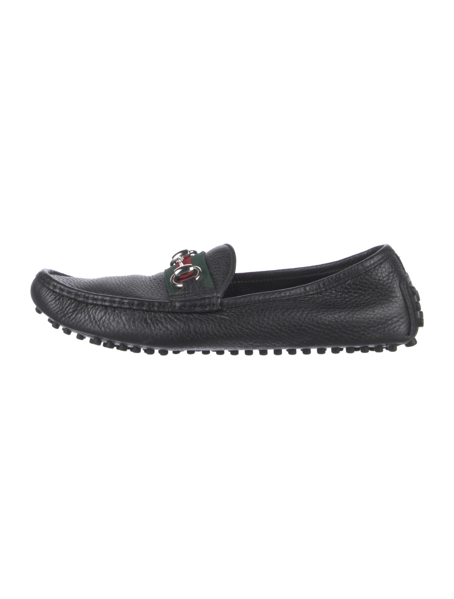 Gucci Web Accent Leather Loafers