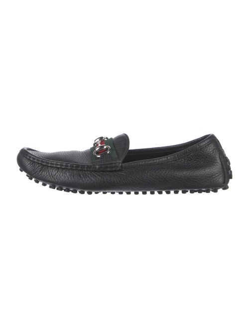 Gucci Web Accent Leather Loafers