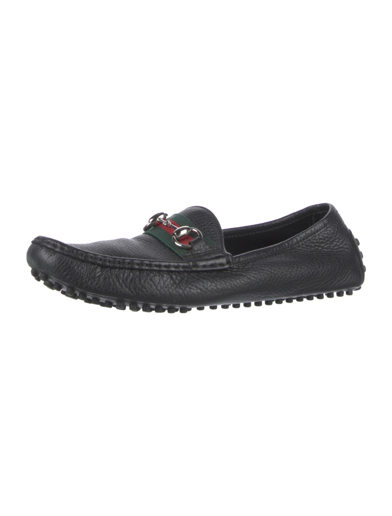 Gucci Web Accent Leather Loafers