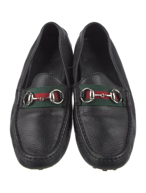 Gucci Web Accent Leather Loafers