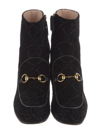 Gucci GG Logo Velvet Combat Boots