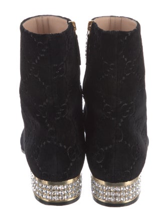 Gucci GG Logo Velvet Combat Boots