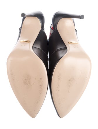 Gucci Sylvie Web Accent Leather Slingback Pumps