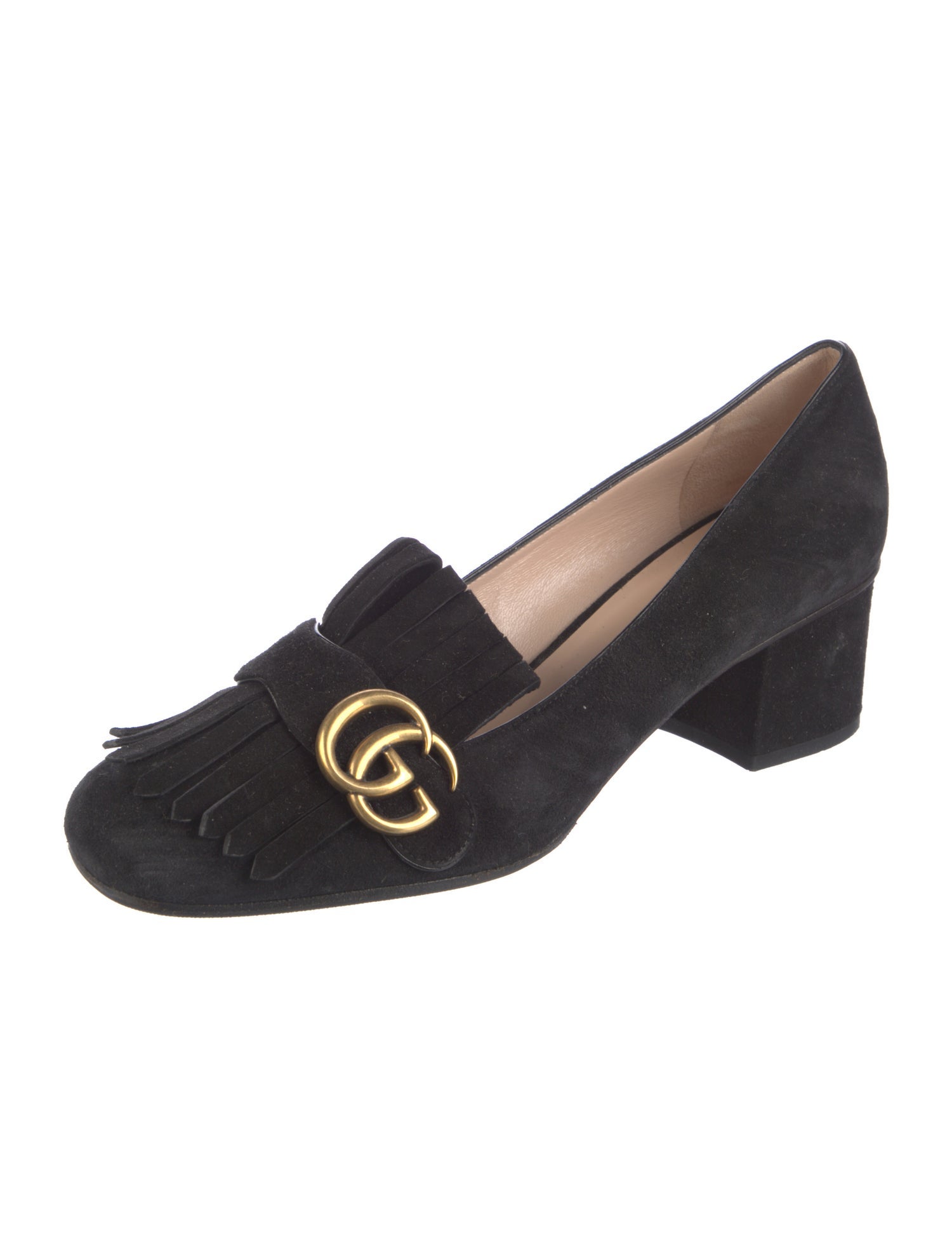Gucci Double G Logo Suede Pumps