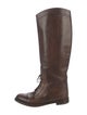 Gucci Web Accent Leather Riding Boots