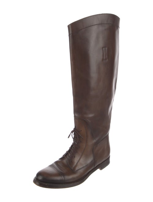 Gucci Web Accent Leather Riding Boots