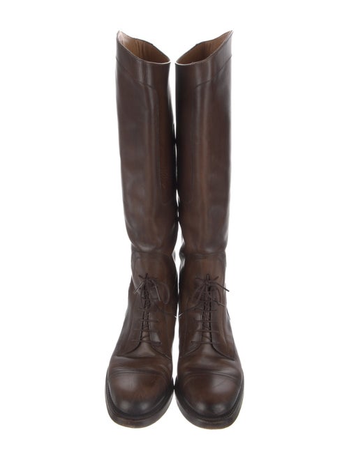 Gucci Web Accent Leather Riding Boots