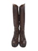 Gucci Web Accent Leather Riding Boots