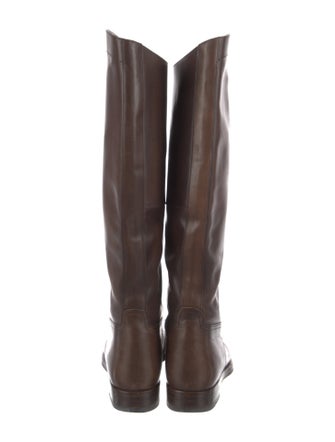 Gucci Web Accent Leather Riding Boots
