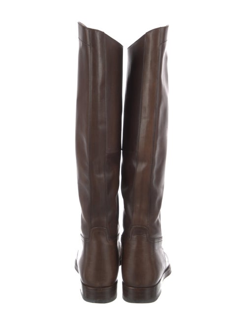 Gucci Web Accent Leather Riding Boots