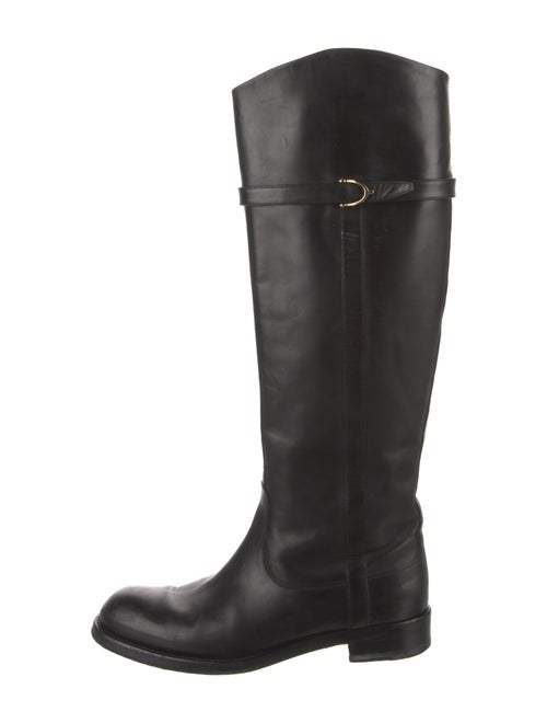 Gucci Web Accent Leather Riding Boots