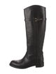 Gucci Web Accent Leather Riding Boots