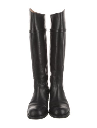 Gucci Web Accent Leather Riding Boots
